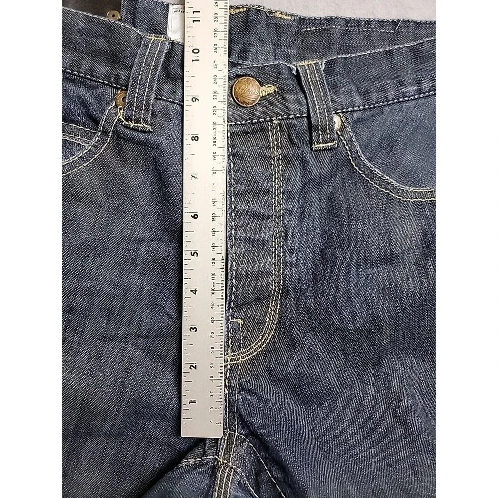 Parish Nation Jeans Mens 35x31 Dark Blue Plaque Baggy Embroidered Hip Hop Cotton